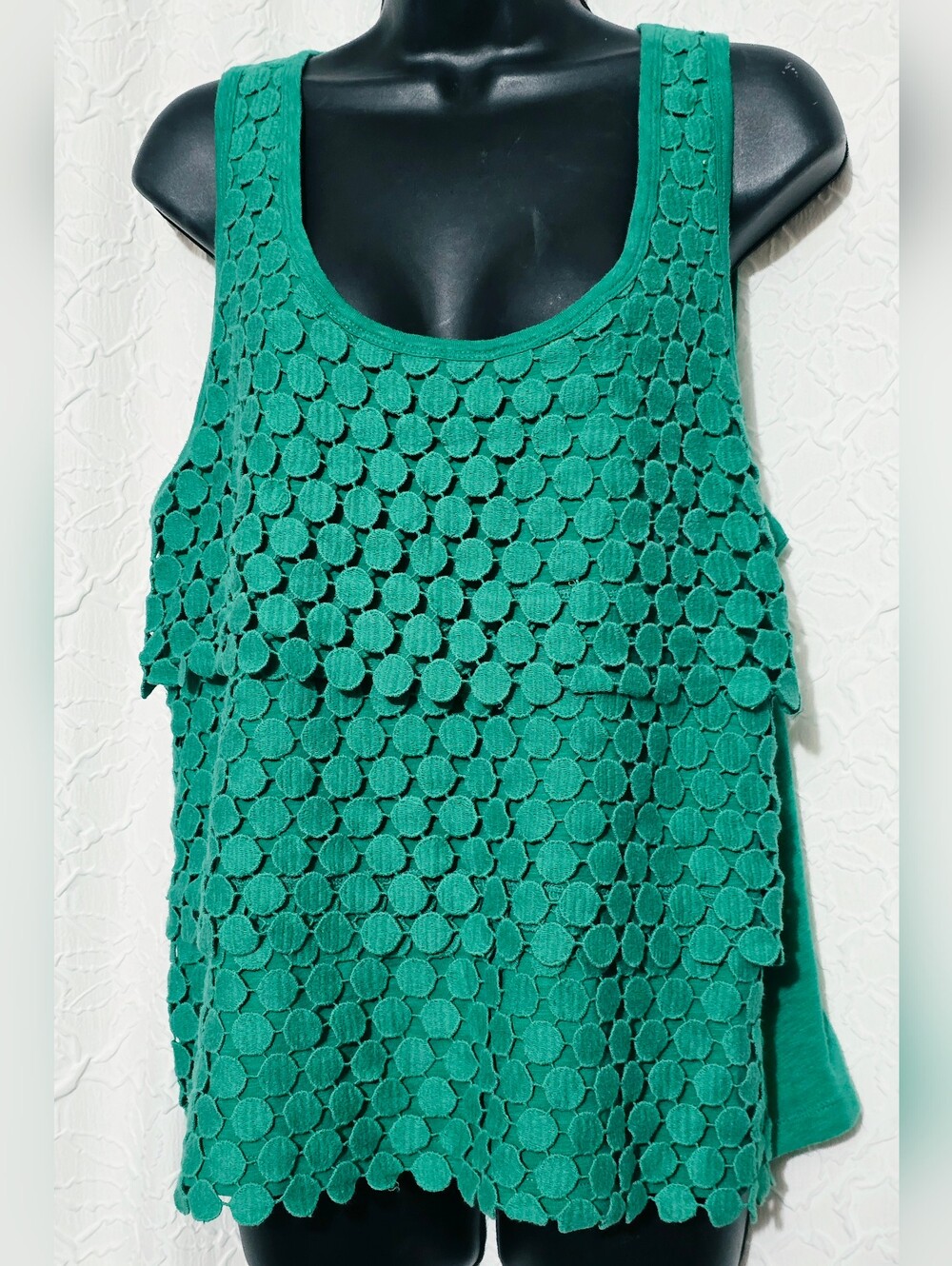 J Crew Women’s Textured Green Tank Top Size Large
